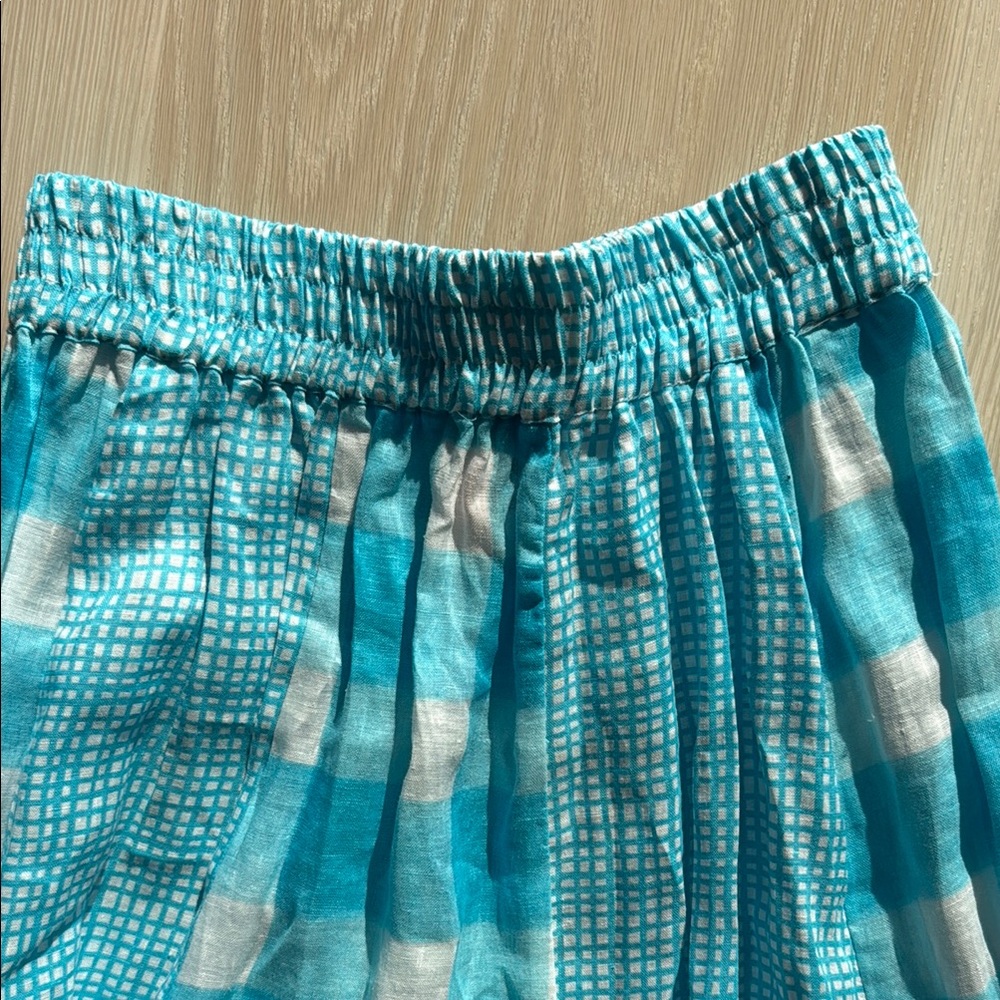 Solid & Striped Turquoise Checkered Maxi Skirt - image 4